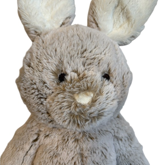 Pottery Barn Kids Fluffy Bunny Plush Embroidered Taupe and Cream 18” - Picture 6 of 6